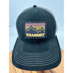 BARNES Trucker Hat Mens Black Mesh Trucker Cap Mountain Graphic Outdoor